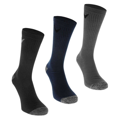 Black-Grey-Navy - Front - Callaway Mens Cushioned Crew Socks (Pack of 3)