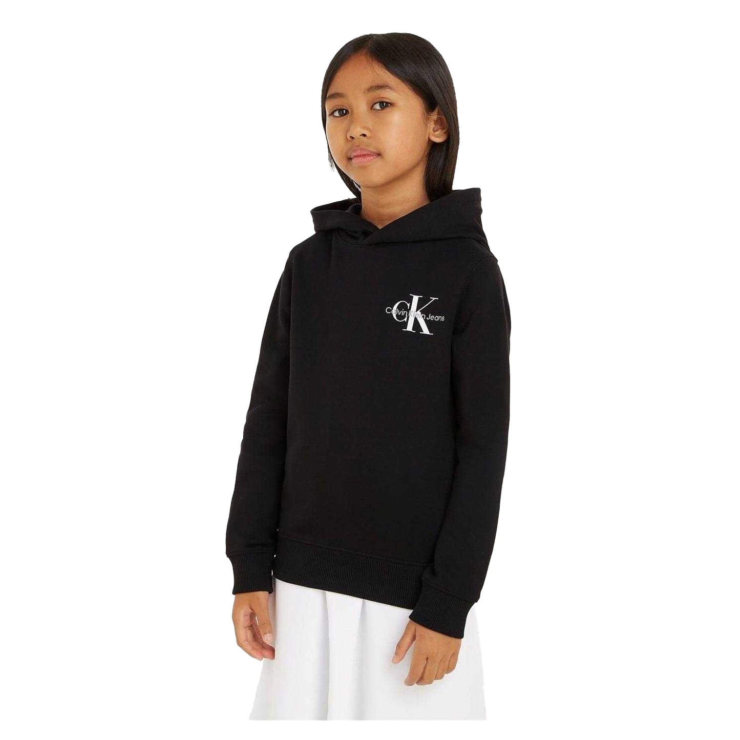 Black - Side - Calvin Klein Childrens-Kids Logo Hoodie