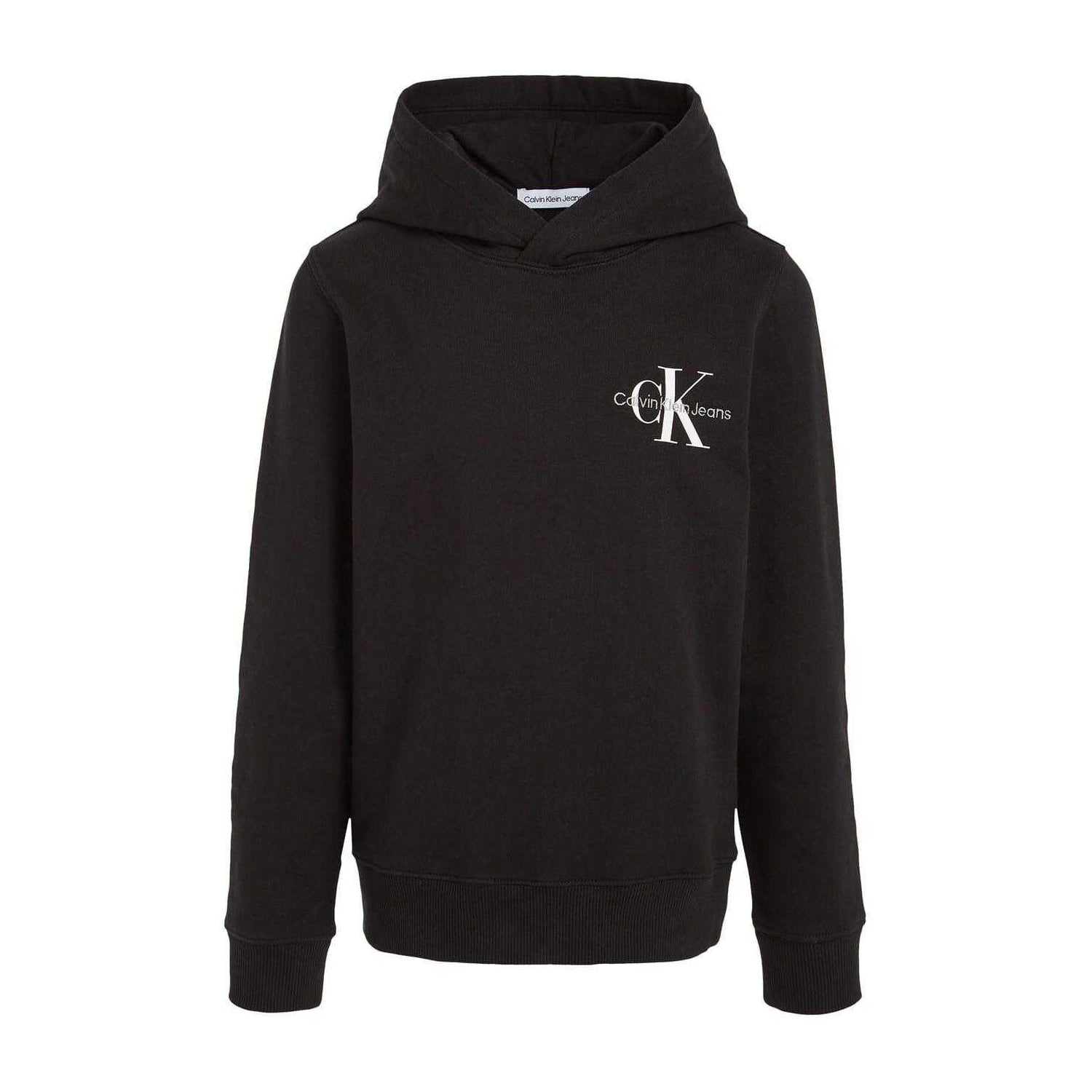 Black - Front - Calvin Klein Childrens-Kids Logo Hoodie