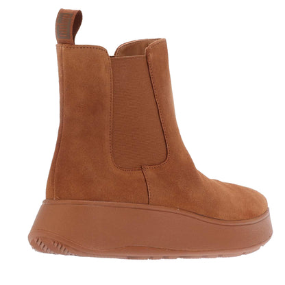 Tan - Back - FitFlop Womens-Ladies F-Mode Suede Flatform Boots
