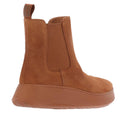 Tan - Back - FitFlop Womens-Ladies F-Mode Suede Flatform Boots