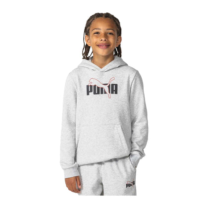 Grey - Front - Puma Boys Brushed Fleece Hoodie