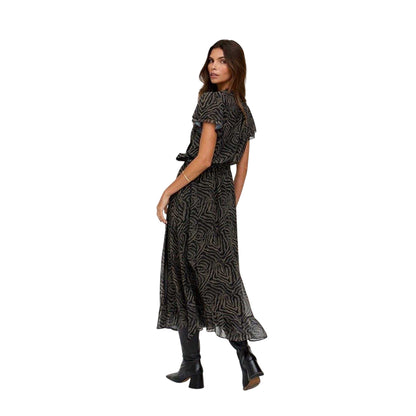 Black - Back - Lily And Lionel Womens-Ladies Devina Midi Wrap Dress