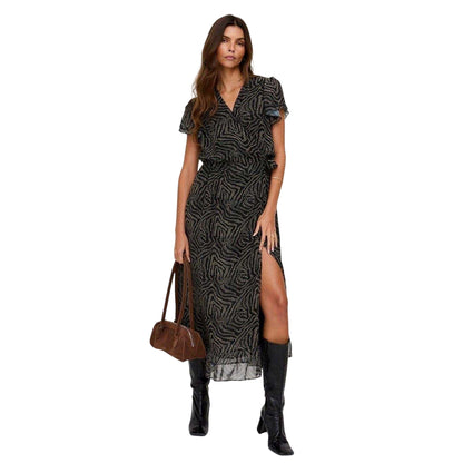 Black - Side - Lily And Lionel Womens-Ladies Devina Midi Wrap Dress