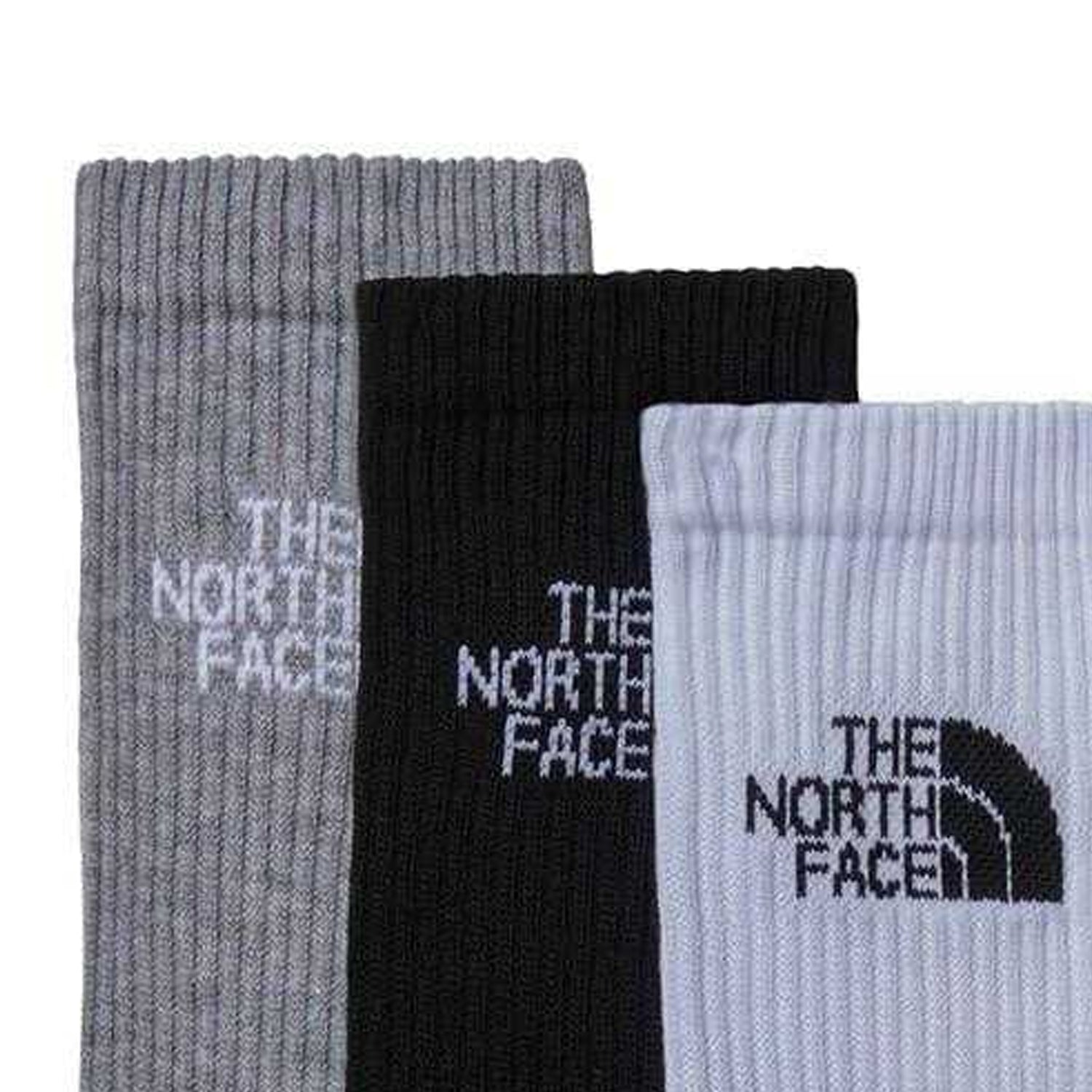 Black-White-Grey - Back - The North Face Unisex Adult Cushioned Sport Crew Socks (Pack of 3)