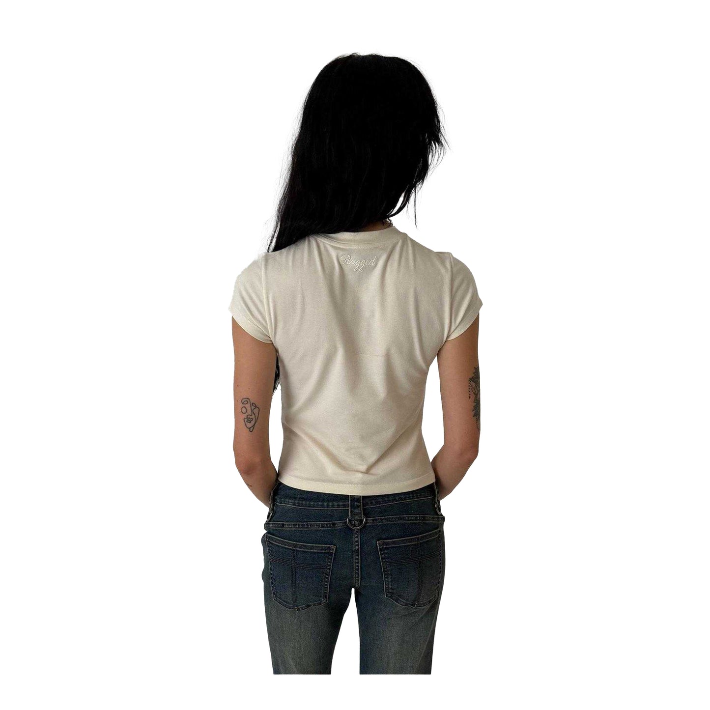 Ecru - Back - The Ragged Priest Womens-Ladies Graphic Print Fitted Crop Top