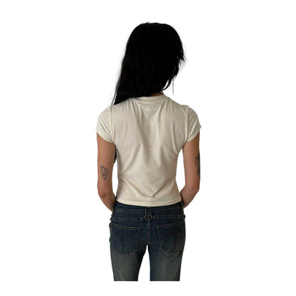 Ecru - Back - The Ragged Priest Womens-Ladies Graphic Print Fitted Crop Top