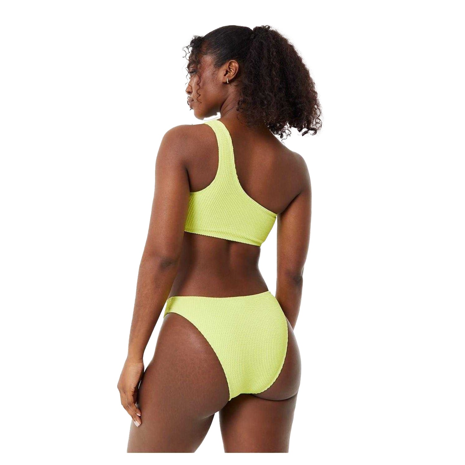 Lime - Back - Jack Wills Womens-Ladies Asymmetric Crinkle Bikini Top