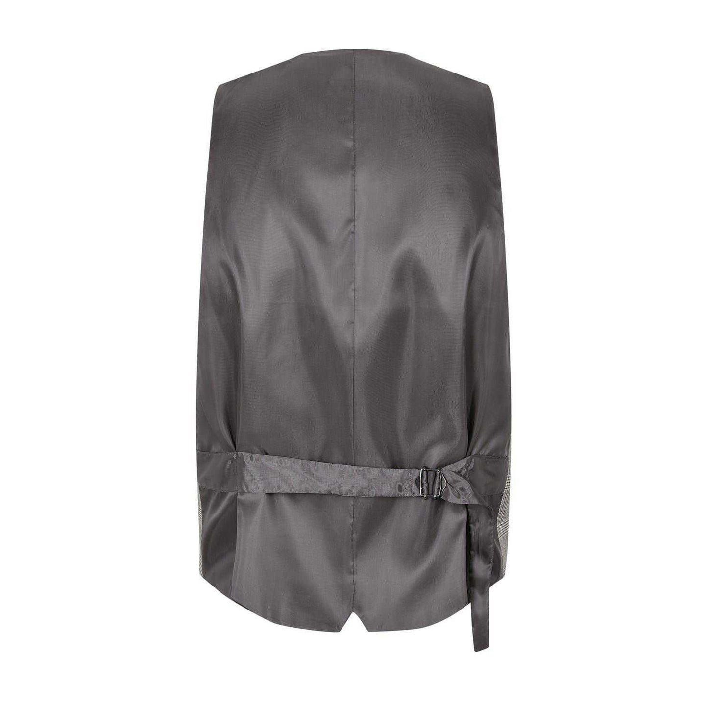 Light Khaki - Back - Shelby And Sons Mens Checked Slim Waistcoat