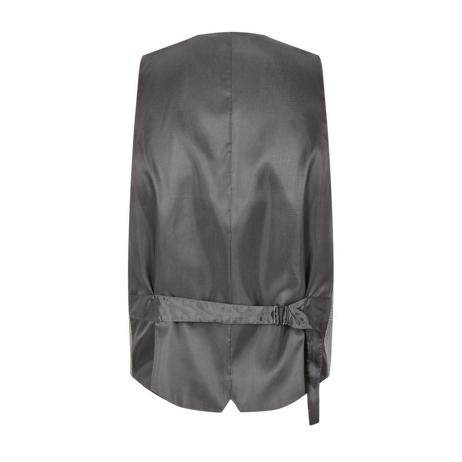 Light Khaki - Back - Shelby And Sons Mens Checked Slim Waistcoat