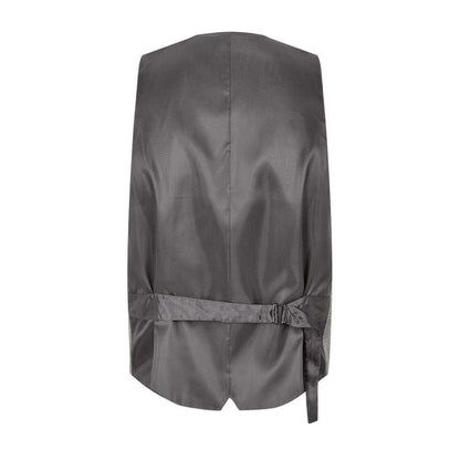 Light Khaki - Back - Shelby And Sons Mens Checked Slim Waistcoat
