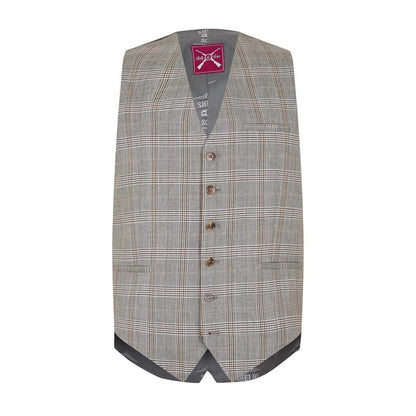 Light Khaki - Front - Shelby And Sons Mens Checked Slim Waistcoat