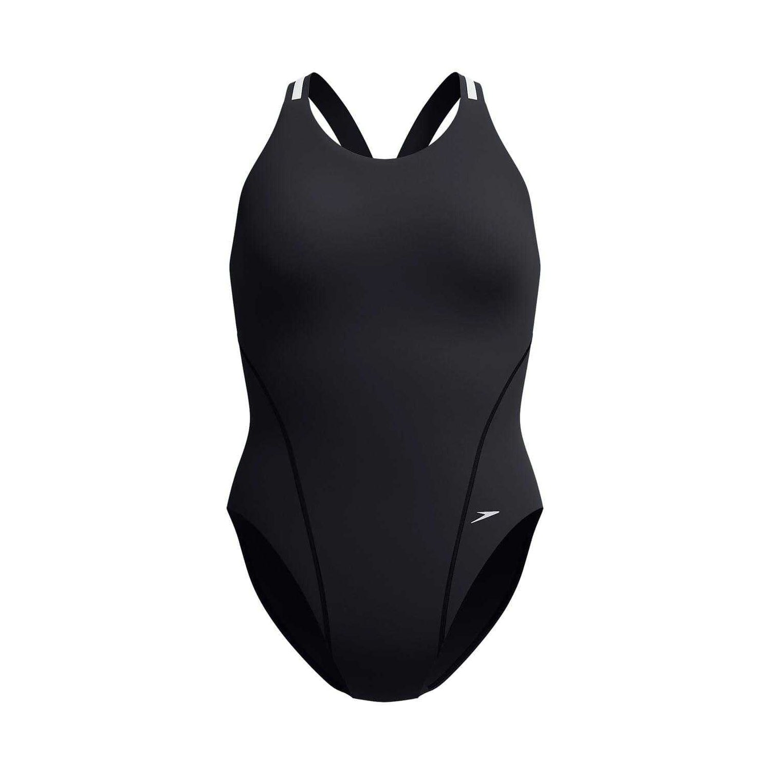 Black-Silver - Front - Speedo Womens-Ladies Logo Performance One Piece Swimsuit