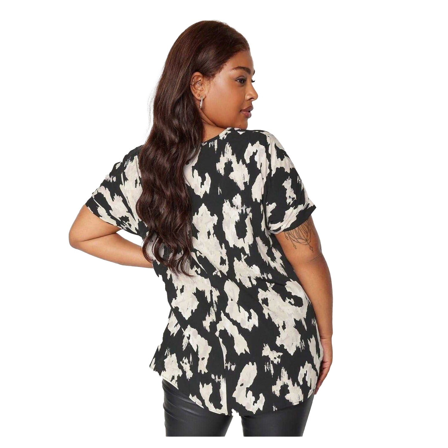 Black - Back - Yours Womens-Ladies Boat Neck Boxy Short-Sleeved T-Shirt