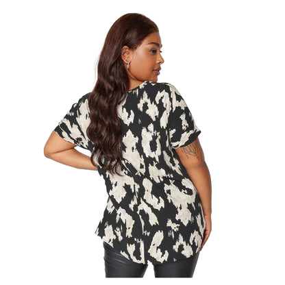 Black - Back - Yours Womens-Ladies Boat Neck Boxy Short-Sleeved T-Shirt