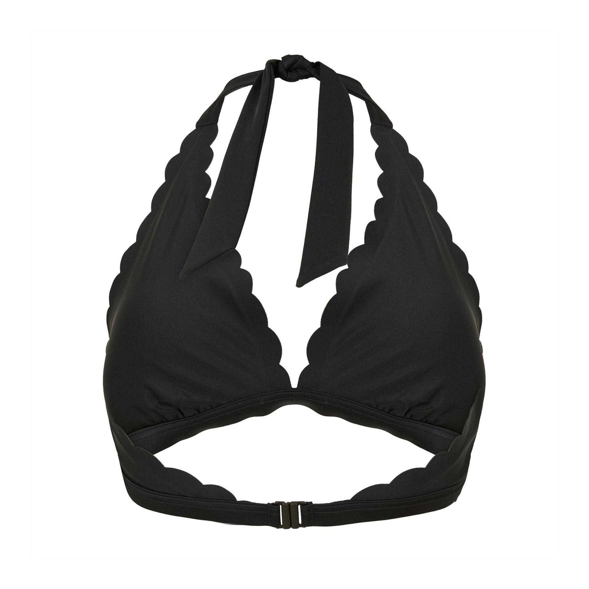Black - Back - Zoggs Womens-Ladies Scalloped Halter Neck Bikini Top