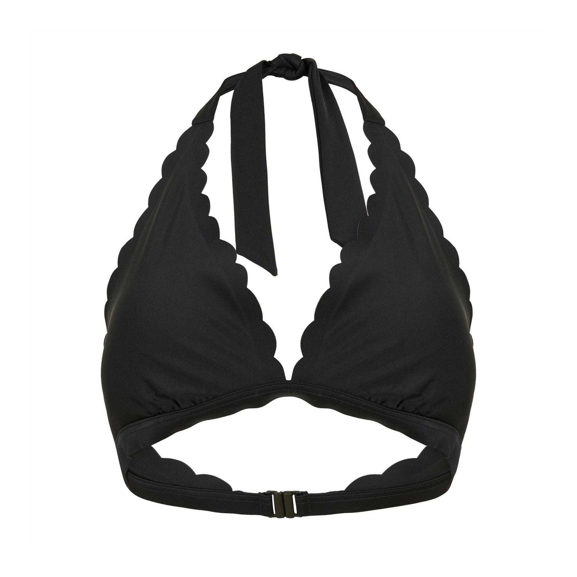 Black - Front - Zoggs Womens-Ladies Scalloped Halter Neck Bikini Top