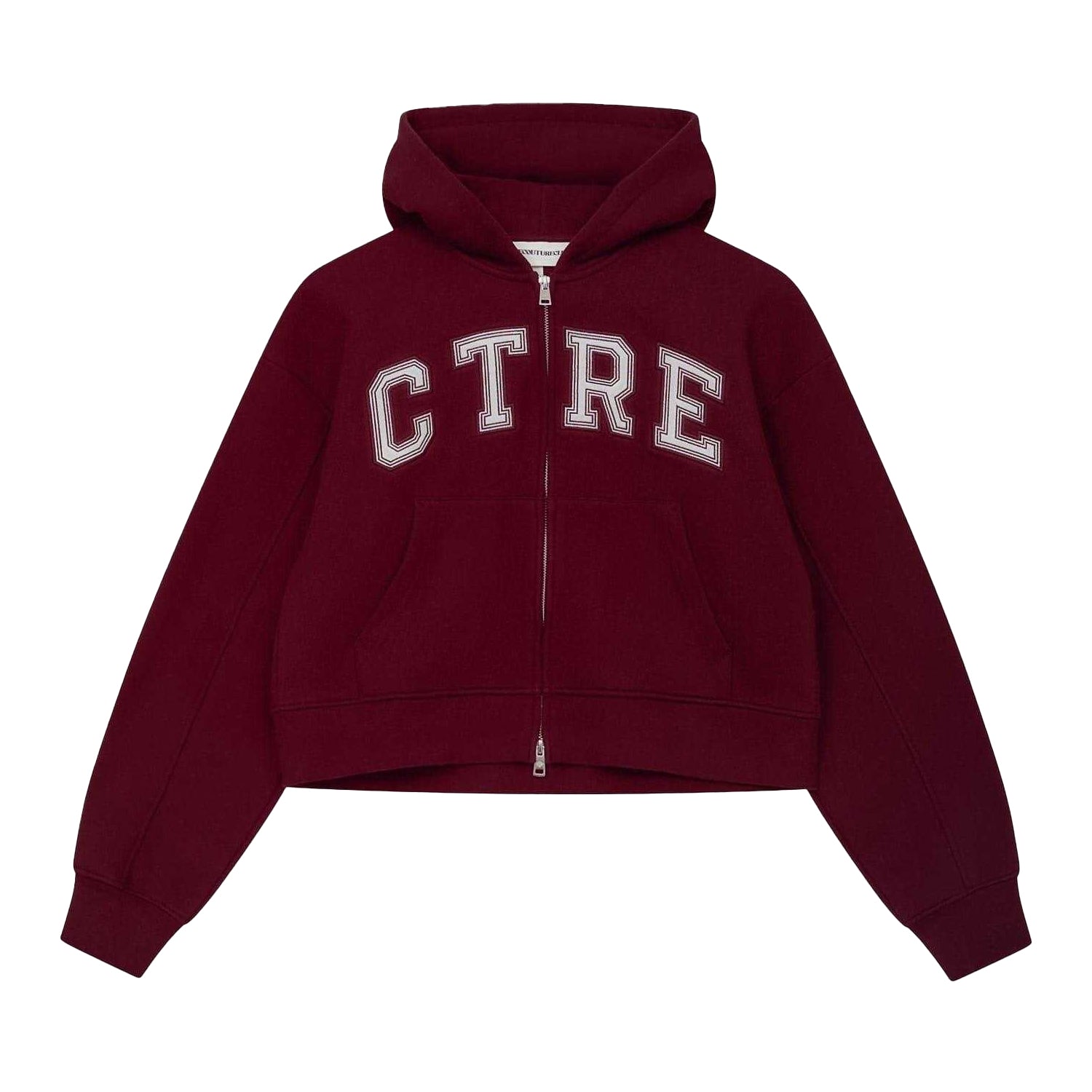 Burgundy - Front - Couture Womens-Ladies Applique Logo Cotton Full Zip Hoodie