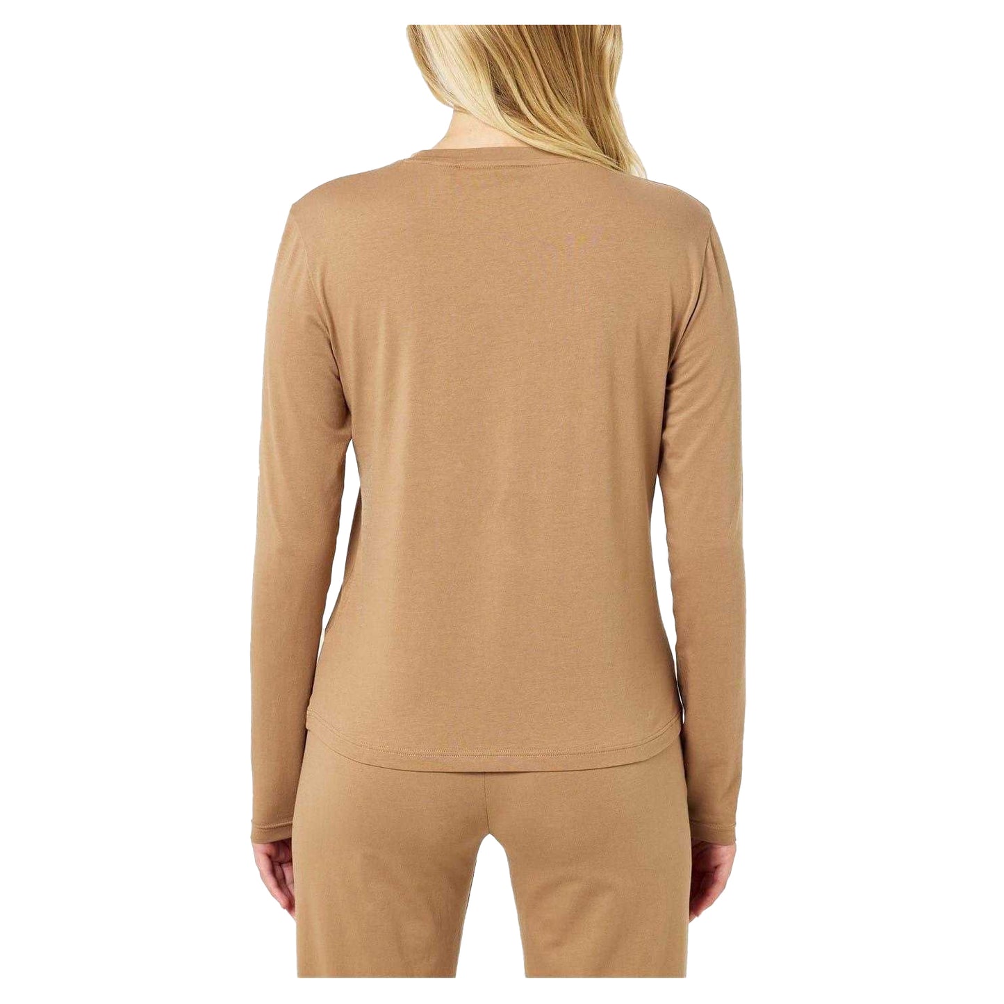 Medium Beige - Side - Boss Womens-Ladies Crew Neck Relaxed Fit Long Pyjama Set
