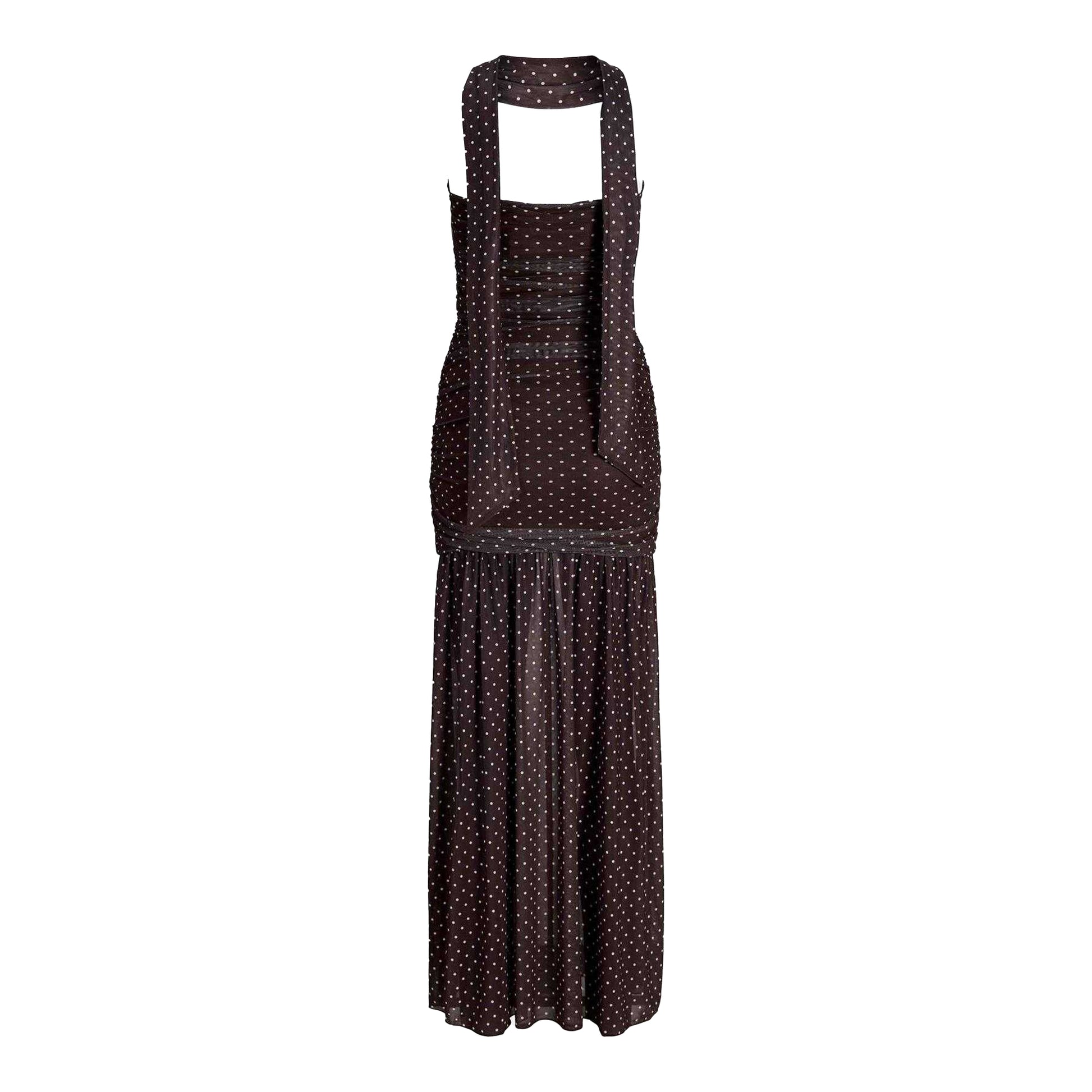 Brown - Back - JJXX Womens-Ladies Polka Dot Mesh Maxi Dress Set