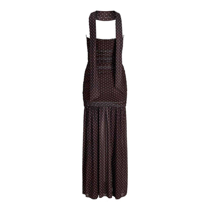 Brown - Back - JJXX Womens-Ladies Polka Dot Mesh Maxi Dress Set