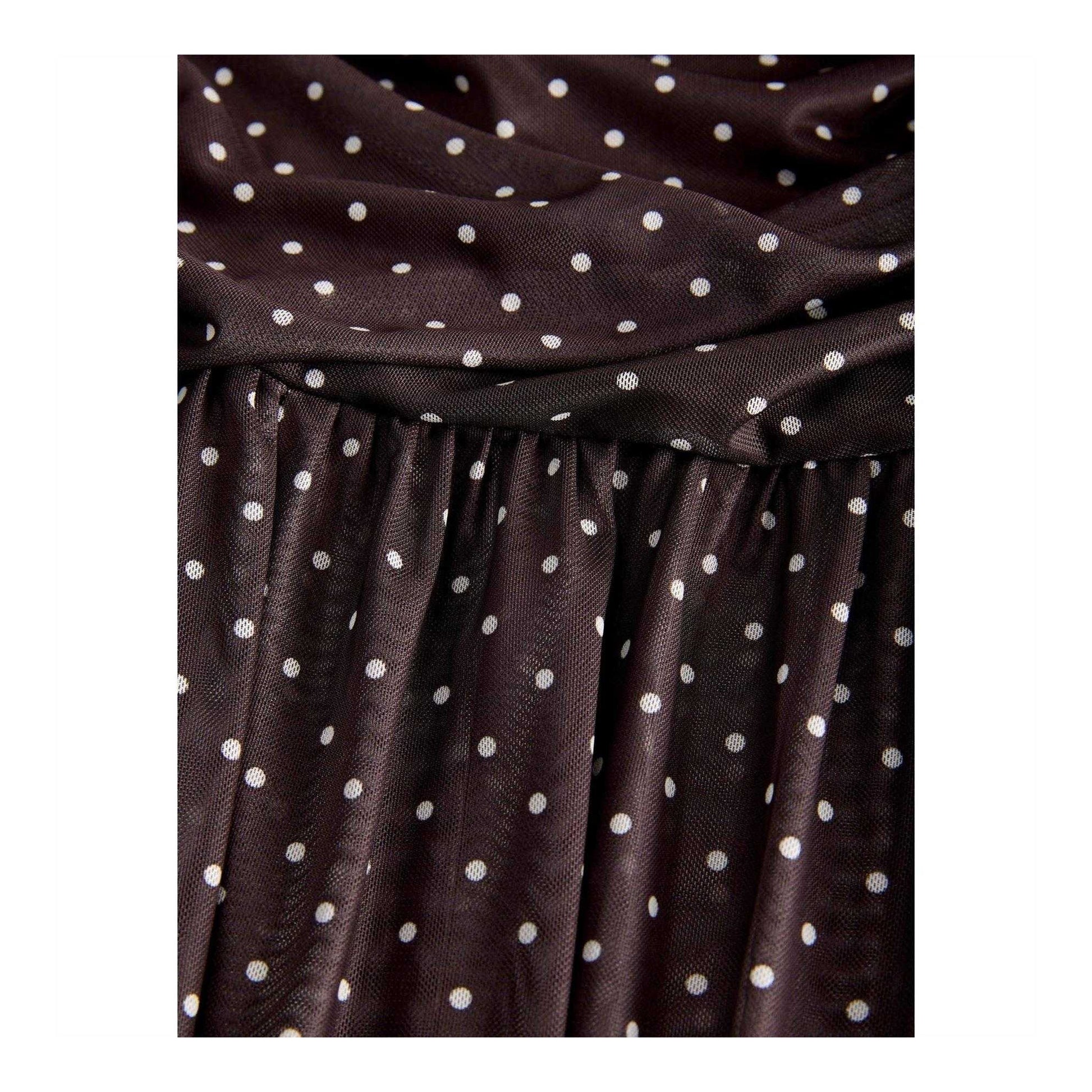 Brown - Side - JJXX Womens-Ladies Polka Dot Mesh Maxi Dress Set