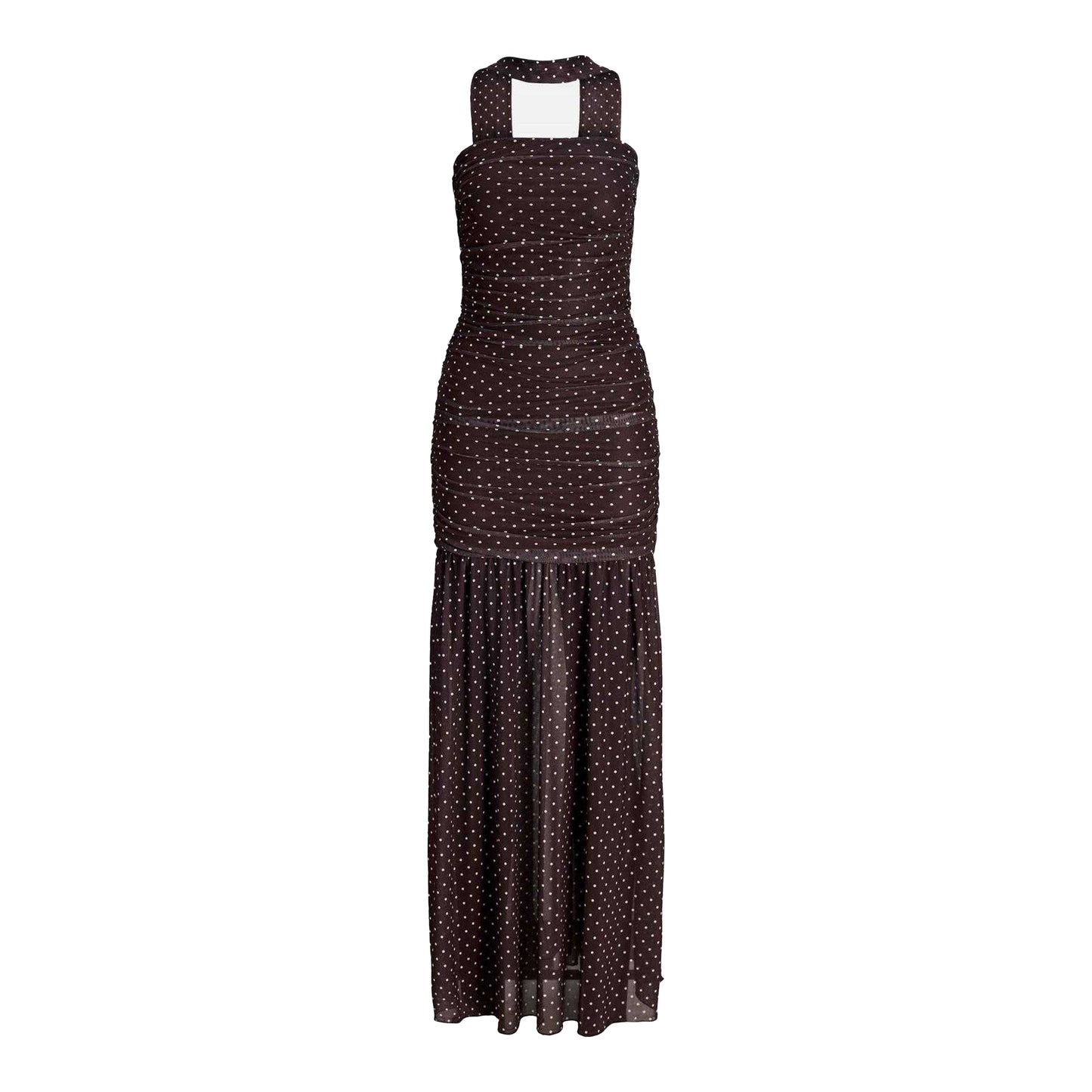 Brown - Front - JJXX Womens-Ladies Polka Dot Mesh Maxi Dress Set