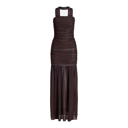 Brown - Front - JJXX Womens-Ladies Polka Dot Mesh Maxi Dress Set