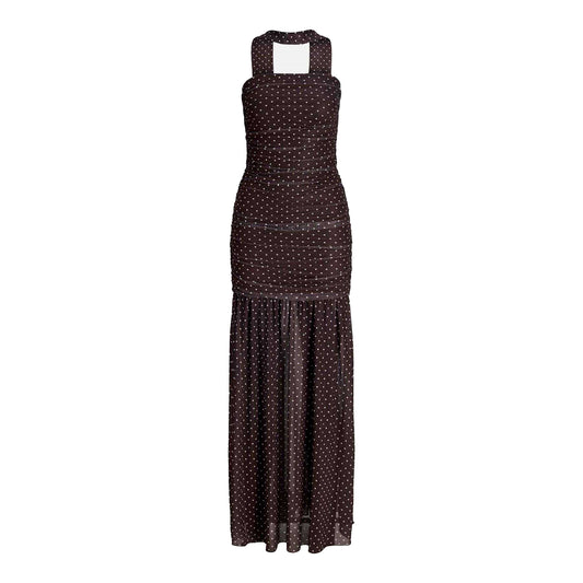 Brown - Front - JJXX Womens-Ladies Polka Dot Mesh Maxi Dress Set