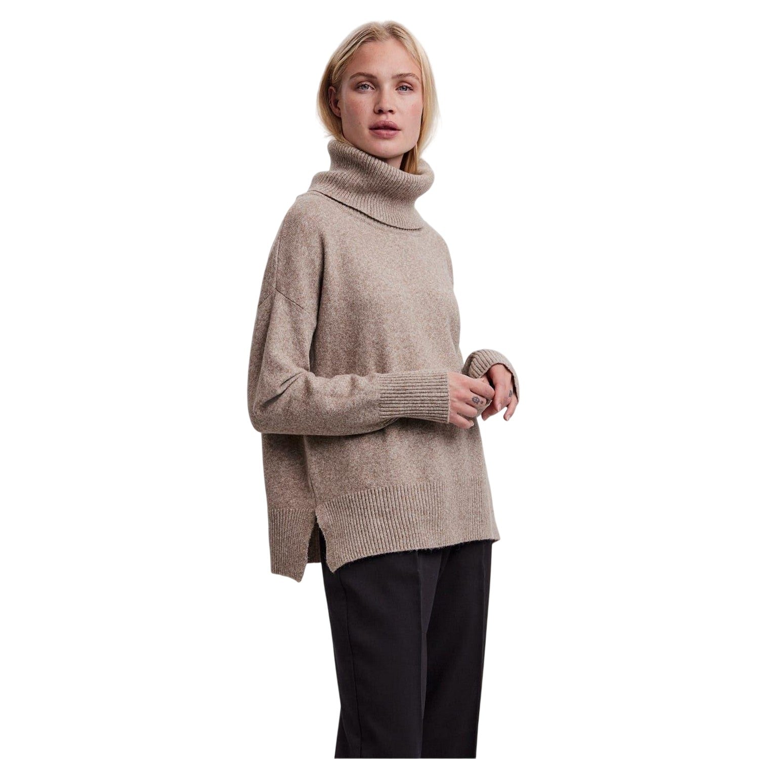 Sepia - Side - Vero Moda Womens-Ladies Doffy Cowl Neck Relaxed Fit Top