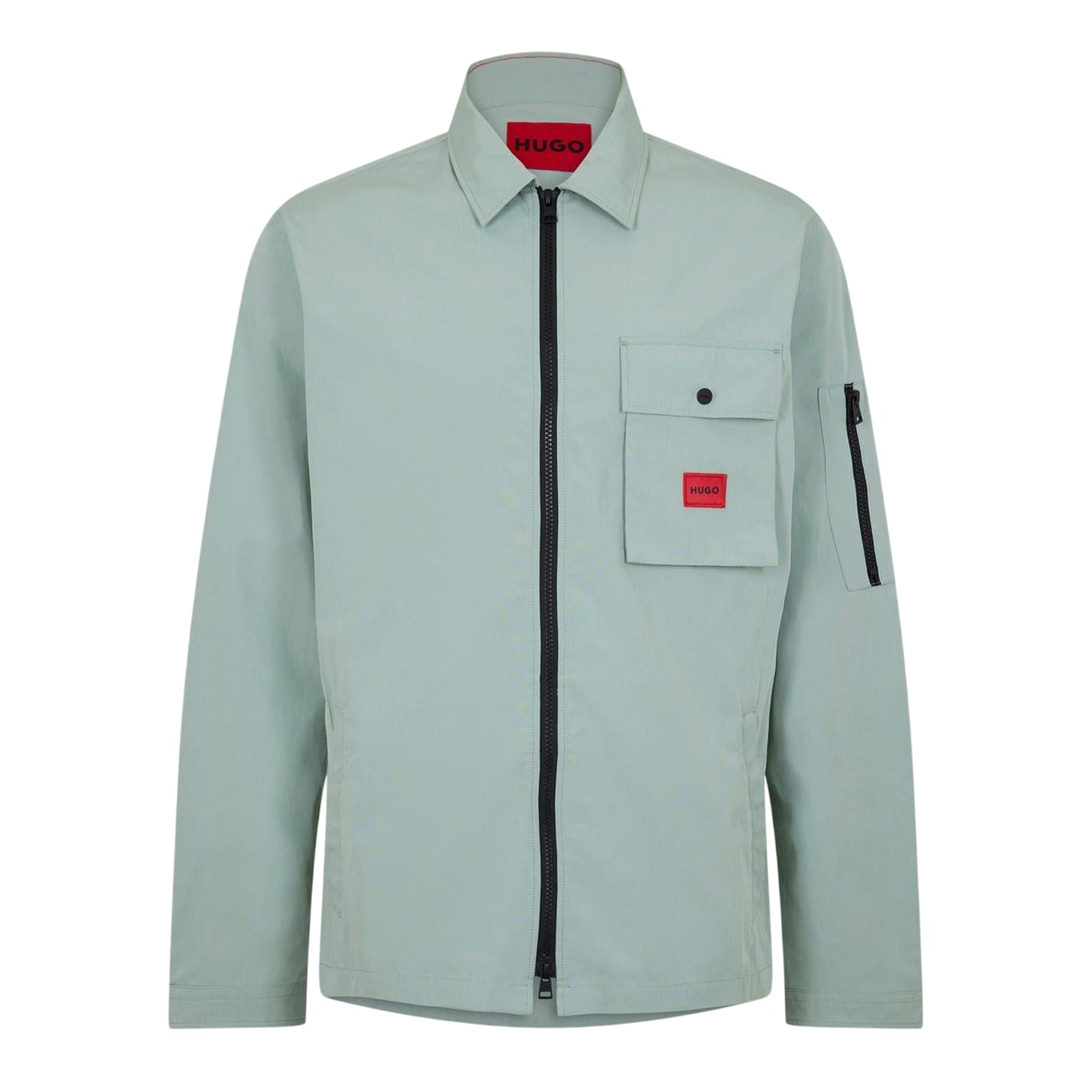 Light Green - Front - Hugo Mens Logo Cotton Overshirt