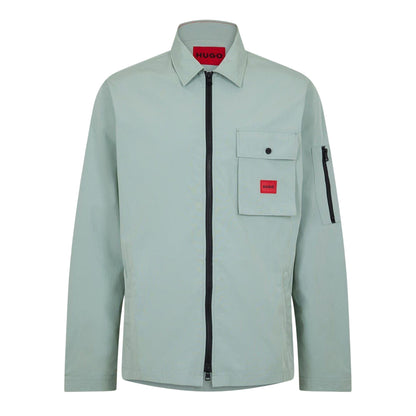 Light Green - Front - Hugo Mens Logo Cotton Overshirt