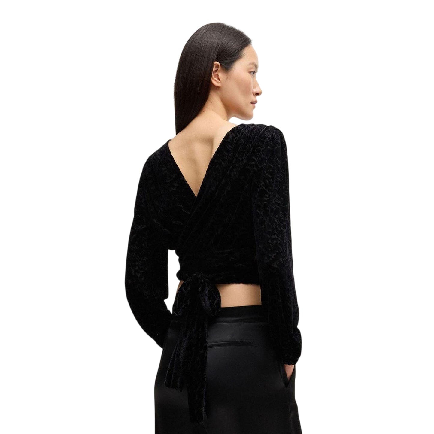 Black - Back - Boss Womens-Ladies Edevory Devore Wrap Top