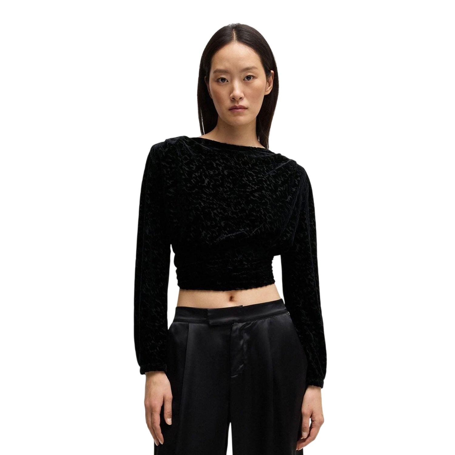 Black - Side - Boss Womens-Ladies Edevory Devore Wrap Top