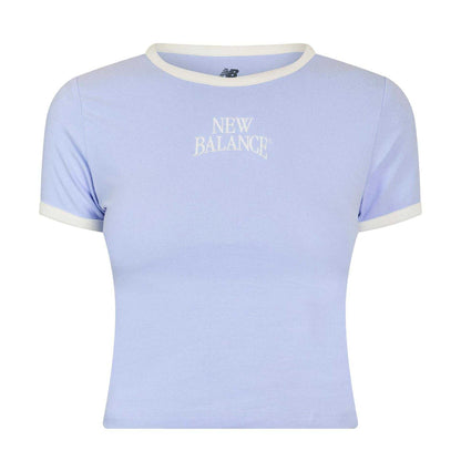 Lilac - Front - New Balance Womens-Ladies Heritage Ringer Crop Top