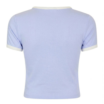 Lilac - Back - New Balance Womens-Ladies Heritage Ringer Crop Top