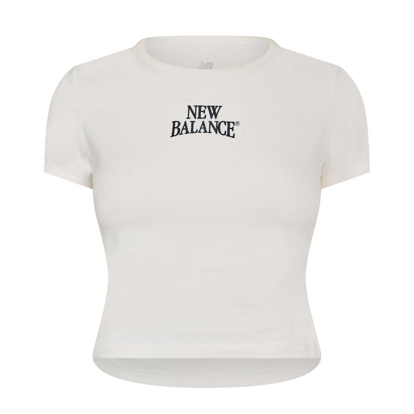 White - Front - New Balance Womens-Ladies Heritage Ringer Crop Top