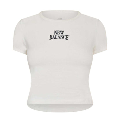 White - Front - New Balance Womens-Ladies Heritage Ringer Crop Top