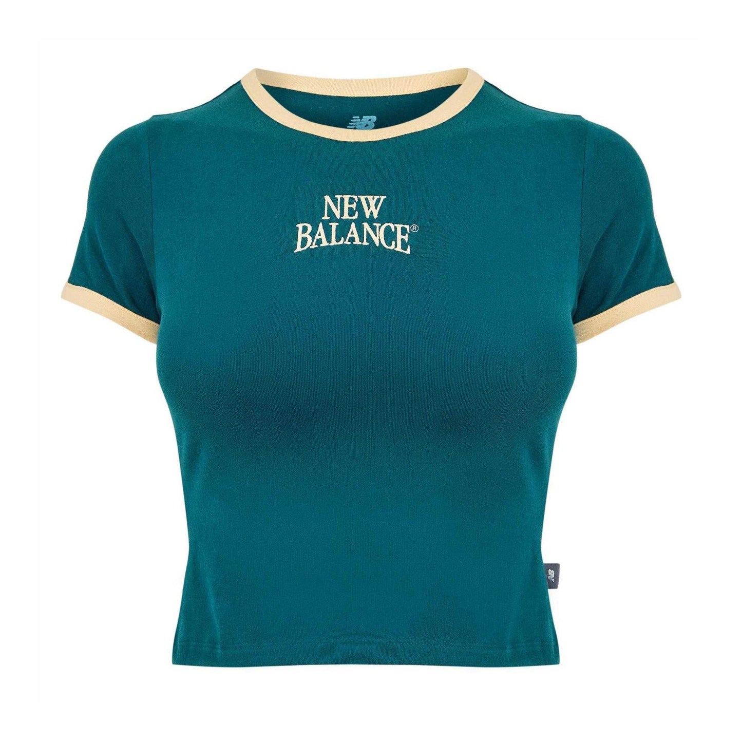 Green - Front - New Balance Womens-Ladies Heritage Ringer Crop Top
