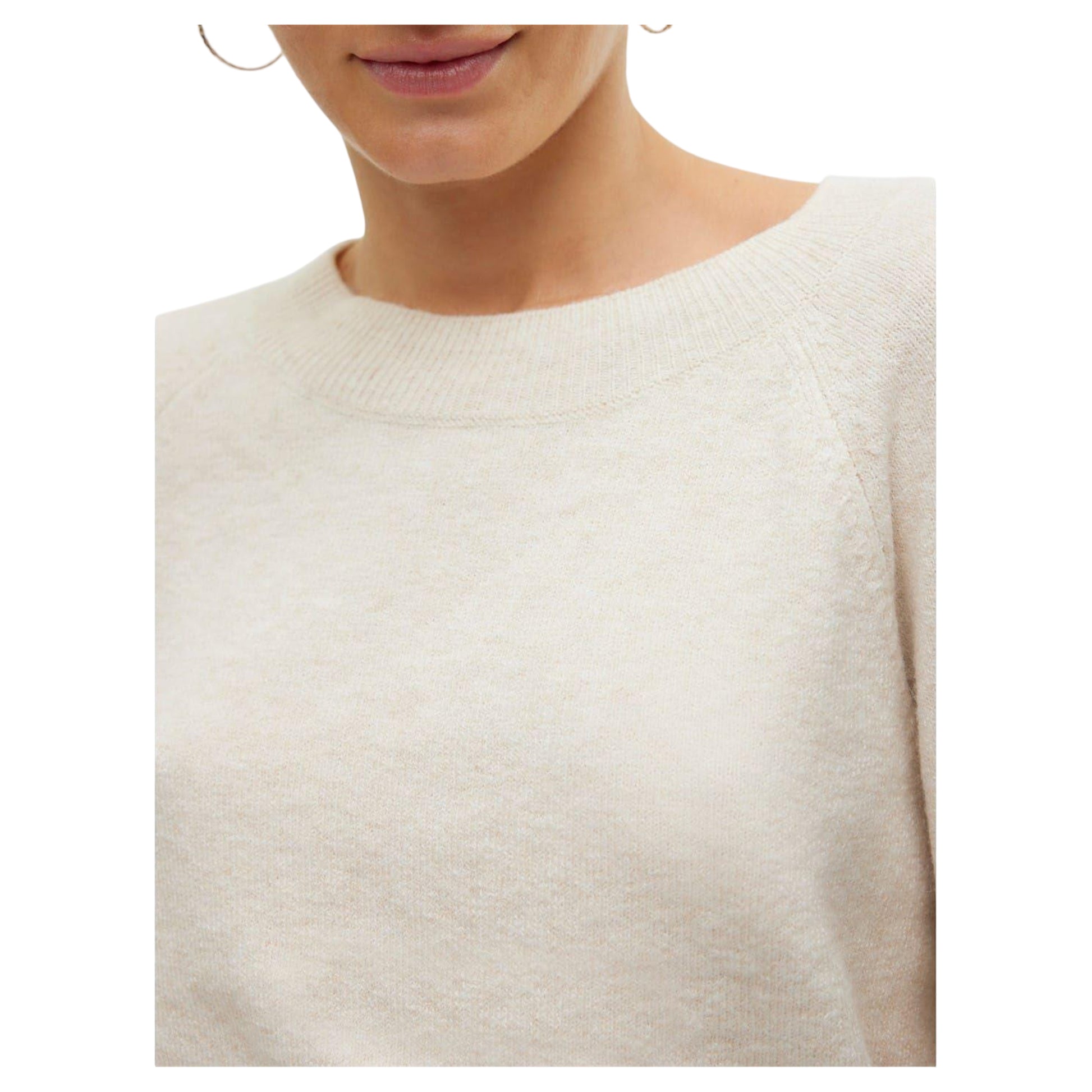 Birch Beige - Side - Vero Moda Womens-Ladies Doffy Knitted O-Neck Jumper