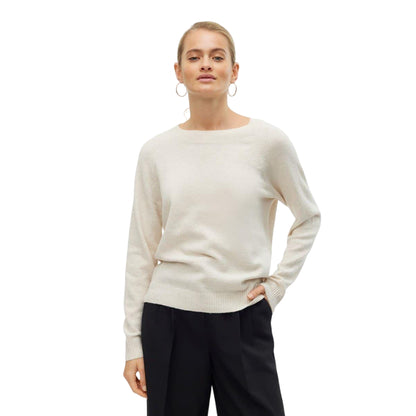 Birch Beige - Lifestyle - Vero Moda Womens-Ladies Doffy Knitted O-Neck Jumper