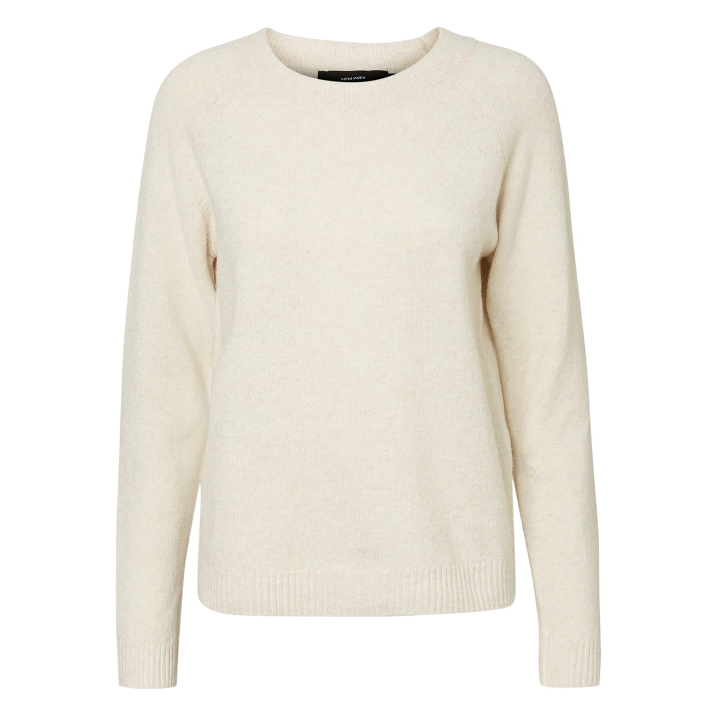 Birch Beige - Front - Vero Moda Womens-Ladies Doffy Knitted O-Neck Jumper
