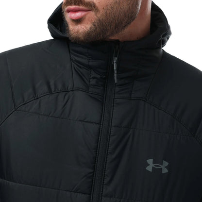 Black-Grey - Side - Under Armour Mens Insulated Hooded Jacket