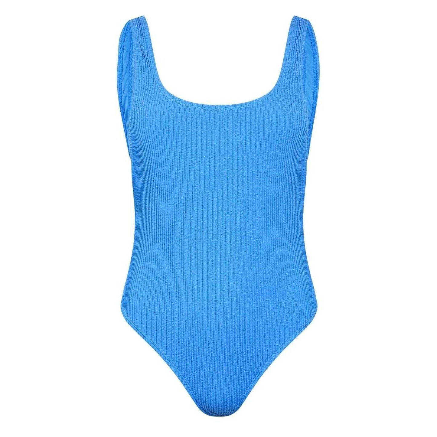Marina Blue - Front - Jack Wills Womens-Ladies Crinkled Scoop Neck Regular One Piece Swimsuit