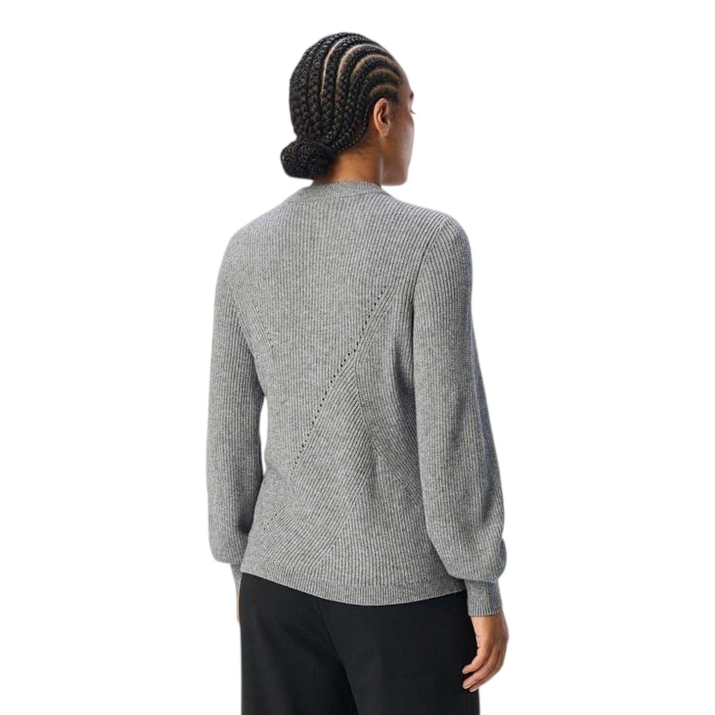 Medium Grey - Back - Object Womens-Ladies Crew Neck Regular Jumper