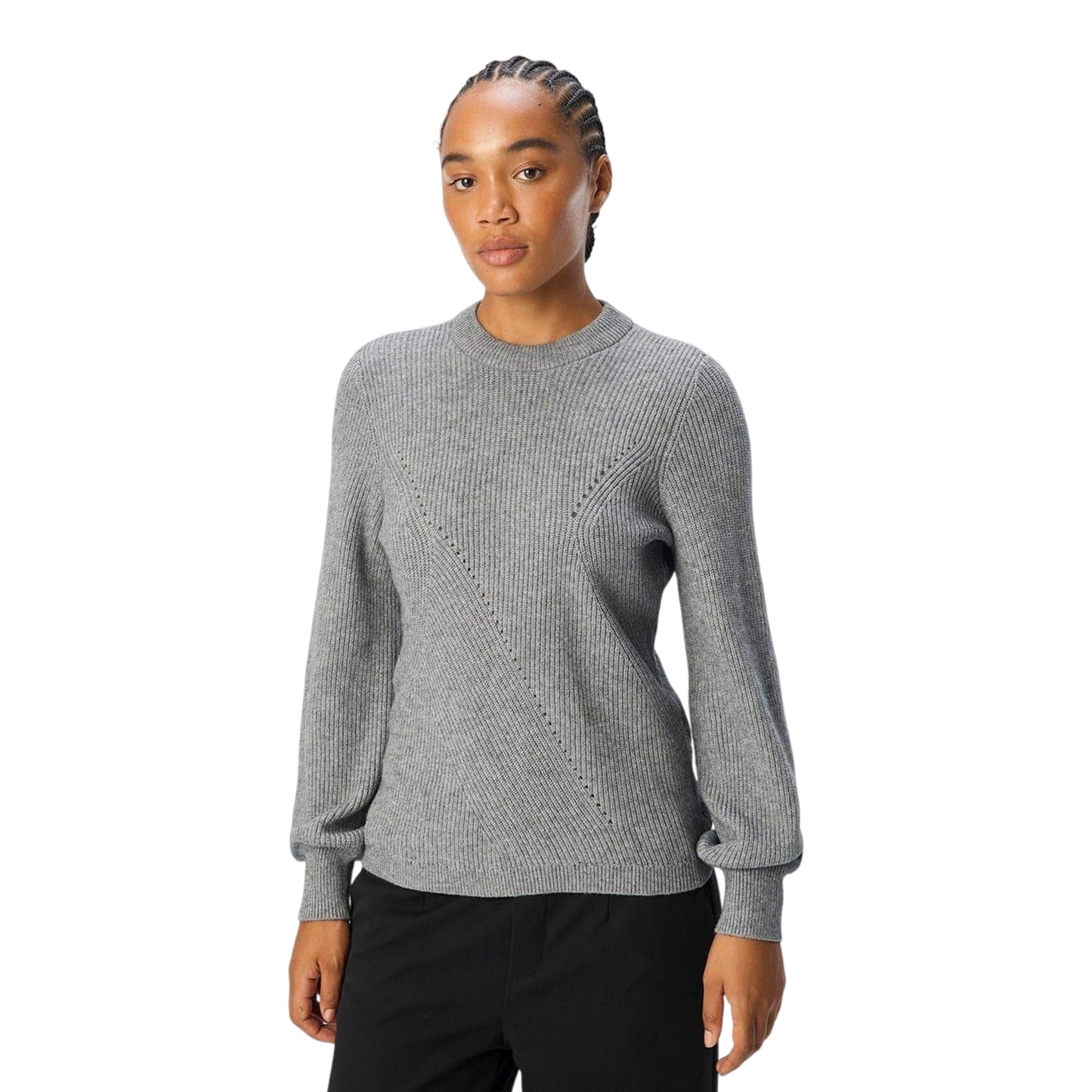Medium Grey - Lifestyle - Object Womens-Ladies Crew Neck Regular Jumper