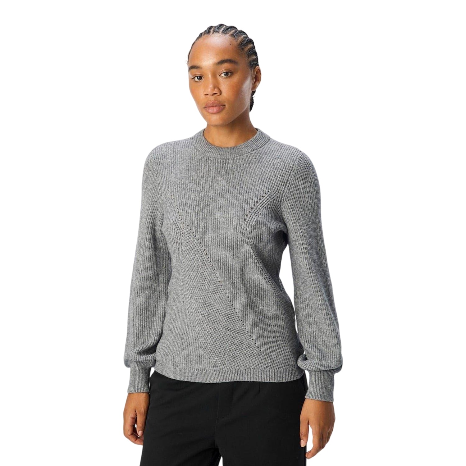 Medium Grey - Lifestyle - Object Womens-Ladies Crew Neck Regular Jumper