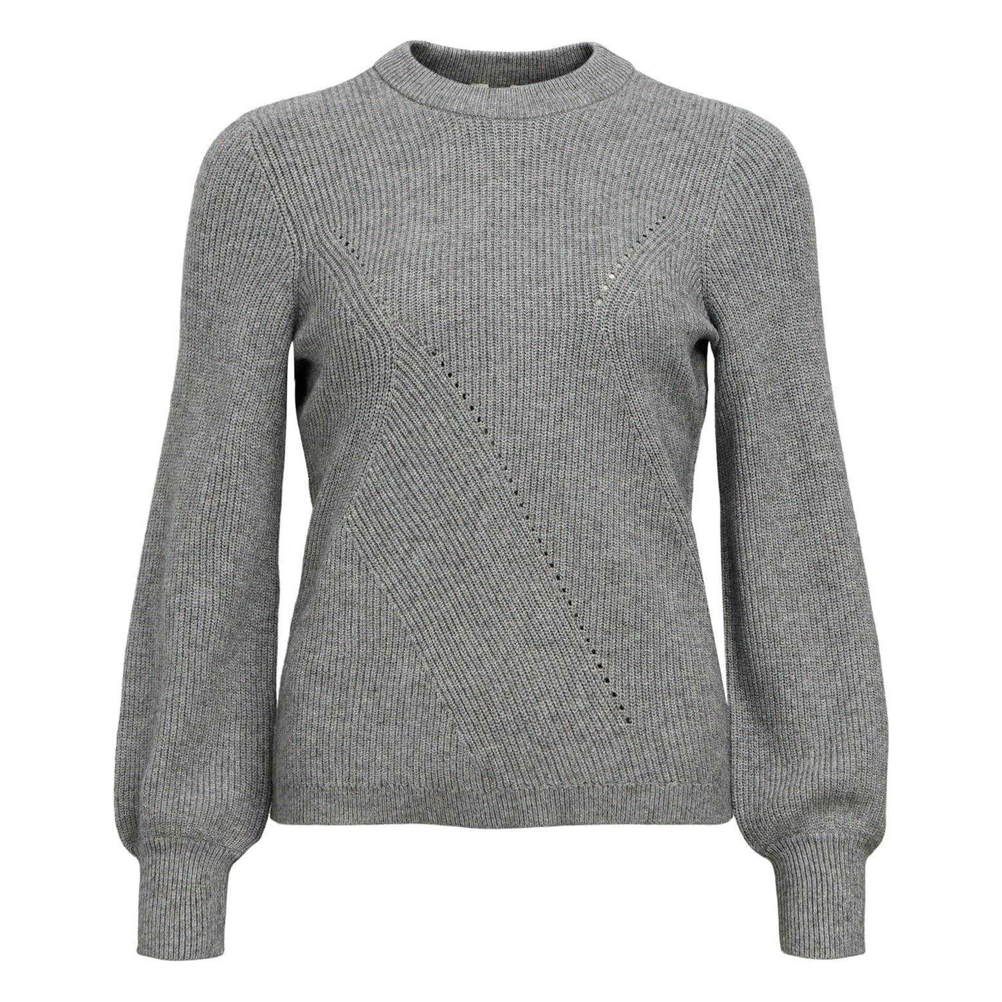 Medium Grey - Front - Object Womens-Ladies Crew Neck Regular Jumper