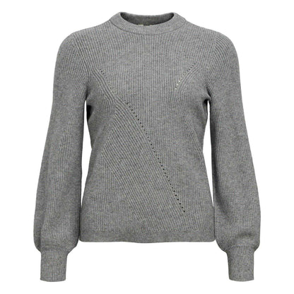 Medium Grey - Front - Object Womens-Ladies Crew Neck Regular Jumper