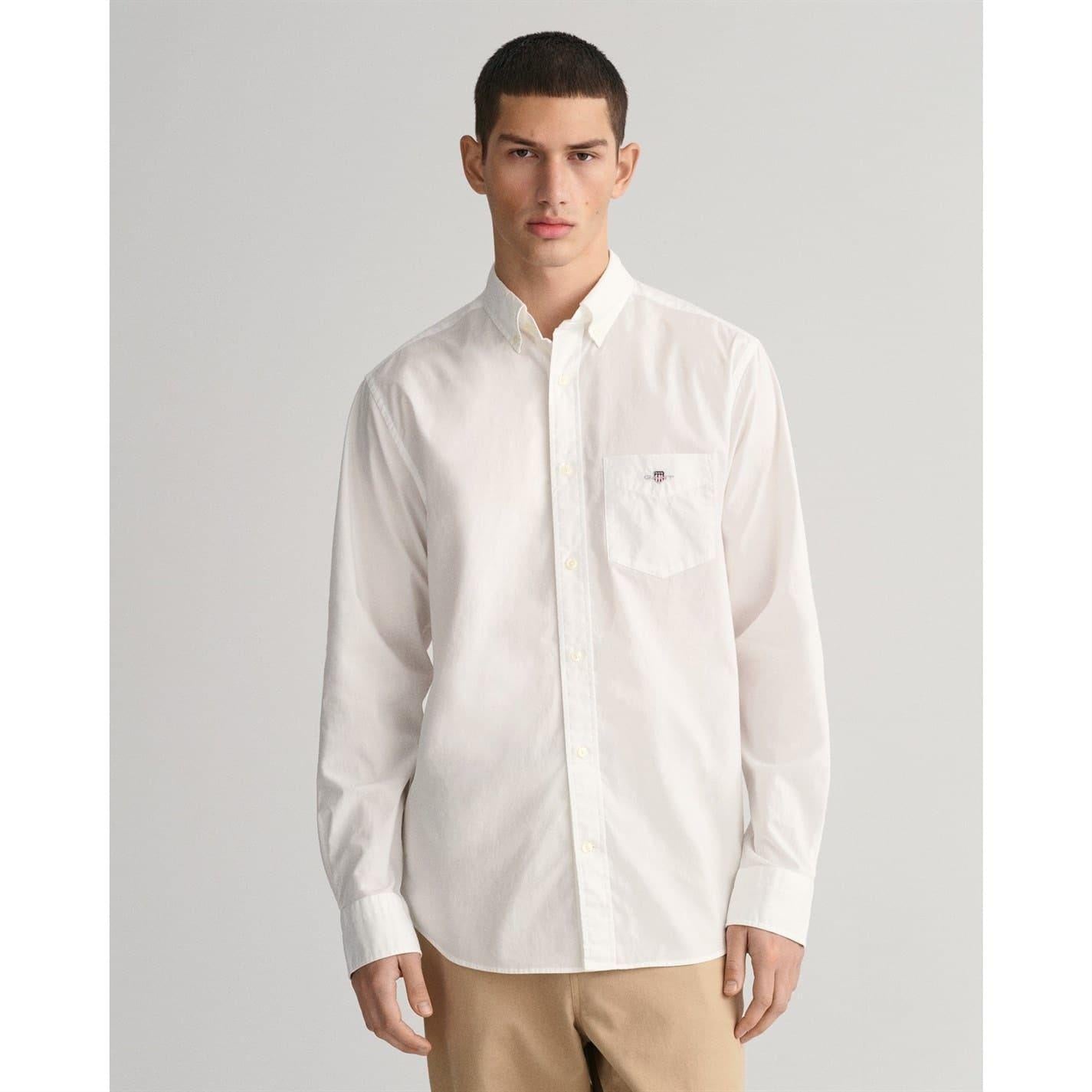 White - Front - Gant Mens Poplin Shirt